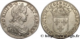 LOUIS XIV "THE SUN KING"
Type : Demi-écu à la mèche courte 
Date : 1645 
Mint name / Town : Paris, Monnaie de Matignon 
Quantity minted : 207037 
Meta...