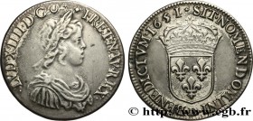 LOUIS XIV "THE SUN KING"
Type : Demi-écu à la mèche courte 
Date : 1651 
Mint name / Town : Lyon 
Quantity minted : 40094 
Metal : silver 
Millesimal ...