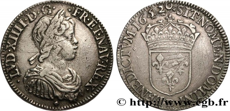 LOUIS XIV "THE SUN KING"
Type : Demi-écu à la mèche courte 
Date : 1652 
Mint na...
