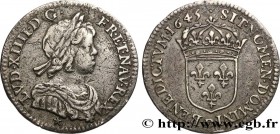 LOUIS XIV "THE SUN KING"
Type : Douzième d'écu à la mèche courte 
Date : 1645 
Mint name / Town : Lyon 
Quantity minted : 409868 
Metal : silver 
Mill...