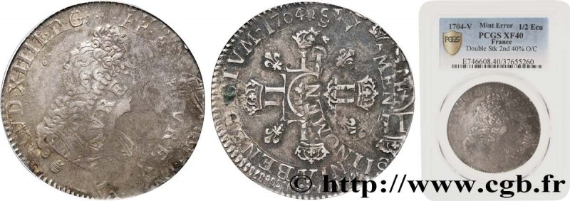 LOUIS XIV "THE SUN KING"
Type : Demi-écu aux huit L, 2e type 
Date : 1704 
Mint ...