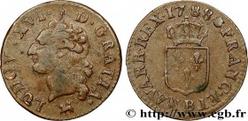 LOUIS XVI
Type : Liard dit “à l'écu” 
Date : 1788 
Mint name / Town : Rouen 
Metal : copper 
Diameter : 21  mm
Orientation dies : 6  h.
Weight : 3,23 ...