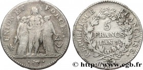 DIRECTOIRE
Type : 5 francs Union et Force, Union desserré, avec glands intérieurs et gland extérieur 
Date : An 7 (1798-1799) 
Mint name / Town : Bord...