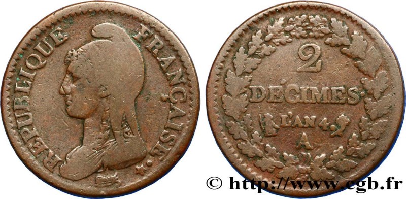 DIRECTOIRE
Type : 2 décimes Dupré 
Date : An 4 (1795-1796) 
Mint name / Town : P...
