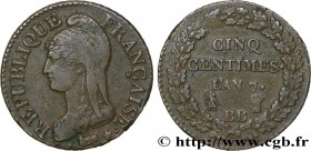 DIRECTOIRE
Type : Cinq centimes Dupré, grand module 
Date : An 7/5 (1798-1799) 
Mint name / Town : Strasbourg 
Quantity minted : --- 
Metal : copper 
...