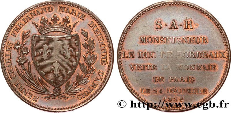 CHARLES X
Type : Monnaie de visite, module de 5 francs, pour le duc de Bordeaux ...