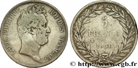LOUIS-PHILIPPE I
Type : 5 francs type Tiolier sans le I, tranche en creux 
Date : 1830 
Mint name / Town : Lille 
Quantity minted : 1019450 
Metal : s...