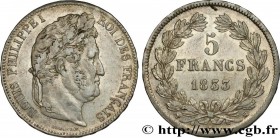 LOUIS-PHILIPPE I
Type : 5 francs IIe type Domard 
Date : 1833 
Mint name / Town : Marseille 
Quantity minted : 871.617 
Metal : silver 
Millesimal fin...
