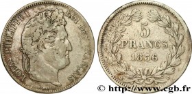 LOUIS-PHILIPPE I
Type : 5 francs IIe type Domard 
Date : 1836 
Mint name / Town : Lyon 
Quantity minted : 199.792 
Metal : silver 
Diameter : 37  mm
O...