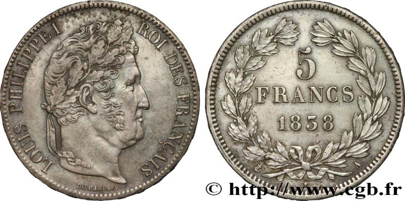 LOUIS-PHILIPPE I
Type : 5 francs IIe type Domard 
Date : 1838 
Mint name / Town ...