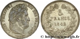 LOUIS-PHILIPPE I
Type : 5 francs IIe type Domard 
Date : 1842 
Mint name / Town : Bordeaux 
Quantity minted : 1013789 
Metal : silver 
Millesimal fine...