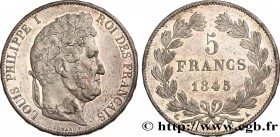 LOUIS-PHILIPPE I
Type : 5 francs IIIe type Domard 
Date : 1845 
Mint name / Town : Paris 
Quantity minted : 3095362 
Metal : silver 
Millesimal finene...