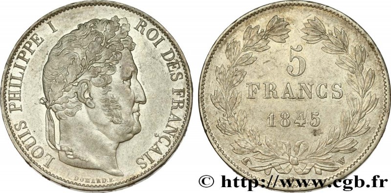 LOUIS-PHILIPPE I
Type : 5 francs IIIe type Domard 
Date : 1845 
Mint name / Town...