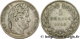 LOUIS-PHILIPPE I
Type : 5 francs IIIe type Domard 
Date : 1848 
Mint name / Town : Bordeaux 
Quantity minted : 165615 
Metal : silver 
Millesimal fine...