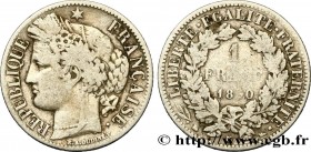 II REPUBLIC
Type : 1 franc Cérès, IIe République 
Date : 1850 
Mint name / Town : Bordeaux 
Quantity minted : 34979 
Metal : silver 
Millesimal finene...