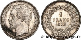 II REPUBLIC
Type : 1 franc Louis-Napoléon 
Date : 1852 
Mint name / Town : Paris 
Quantity minted : 1015084 
Metal : silver 
Millesimal fineness : 900...