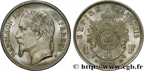 SECOND EMPIRE
Type : 1 franc Napoléon III, tête laurée 
Date : 1870 
Mint name / Town : Strasbourg 
Quantity minted : 1991998 
Metal : silver 
Millesi...