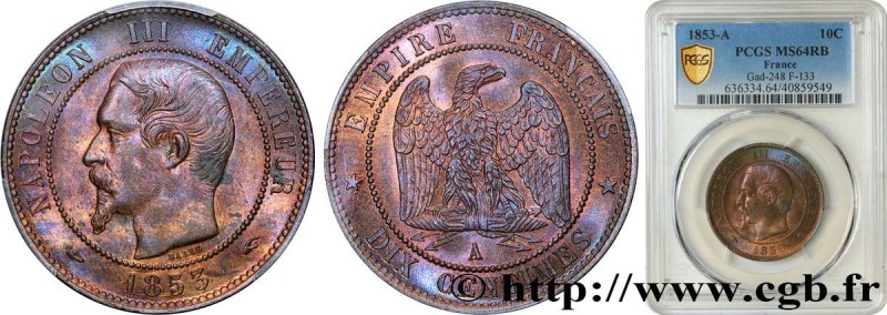 SECOND EMPIRE
Type : Dix centimes Napoléon III, tête nue 
Date : 1853 
Mint name...