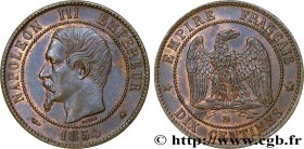 SECOND EMPIRE
Type : Dix centimes Napoléon III, tête nue 
Date : 1854 
Mint name / Town : Strasbourg 
Quantity minted : 8490492 
Metal : bronze 
Diame...