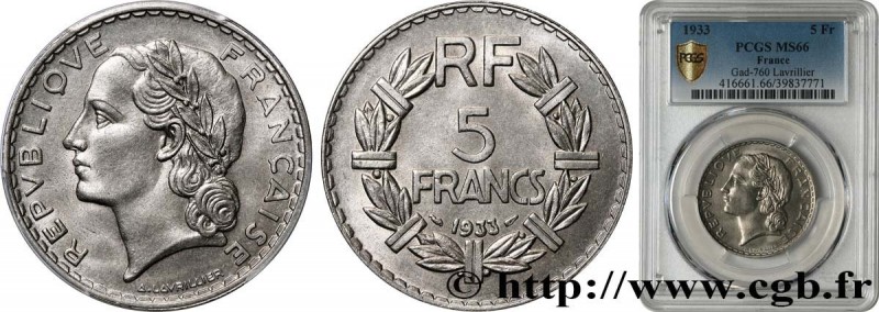 III REPUBLIC
Type : 5 francs Lavrillier, nickel 
Date : 1933 
Quantity minted : ...