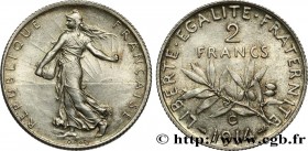 III REPUBLIC
Type : 2 francs Semeuse 
Date : 1914 
Mint name / Town : Castelsarrasin 
Quantity minted : 461.647 
Metal : silver 
Millesimal fineness :...