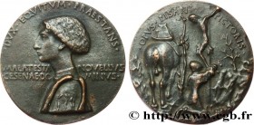 ITALY
Type : Médaille, Domenico Novello Malatesta 
Date : n.d. 
Metal : bronze 
Diameter : 77,5  mm
Engraver : Pisanello 
Weight : 157,7  g.
Edge : li...