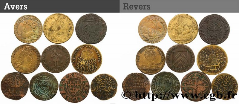 LOTS
Type : Lot de jetons à identifier 
Date : n.d. 
Metal : copper 
Diameter : ...
