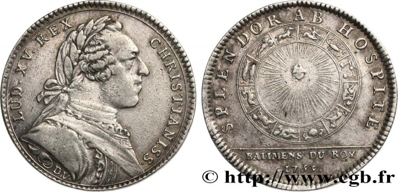 BÂTIMENTS DU ROI
Type : BATIMENTS DU ROI 
Date : 1753 
Metal : silver 
Diameter ...