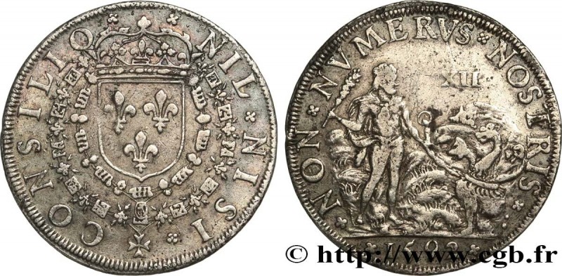 CONSEIL DU ROI / KING'S COUNCIL
Type : Henri IV 
Date : 1592 
Mint name / Town :...