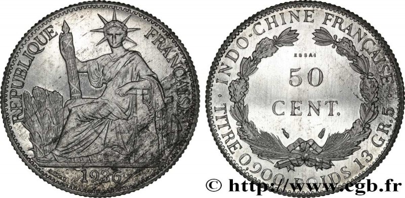 FRENCH INDOCHINA
Type : Essai de 50 Cent en aluminium, lourd 
Date : 1936 
Mint ...