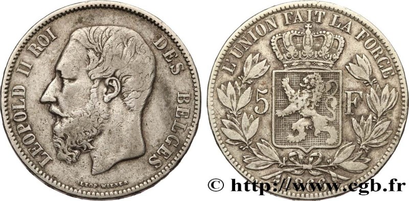 BELGIUM - KINGDOM OF BELGIUM - LEOPOLD II
Type : 5 Francs 
Date : 1866 
Quantity...