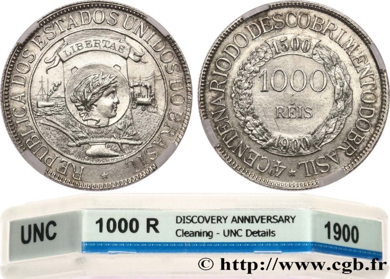 BRAZIL
Type : 1000 Reis “400 ans de la Découverte” 
Date : 1900 
Metal : silver ...
