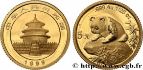 CHINA
Type : 5 Yuan Panda “Large date’ 
Date : 1999 
Quantity minted : 27483 
Metal : gold 
Millesimal fineness : 999  ‰
Diameter : 14  mm
Orientation...