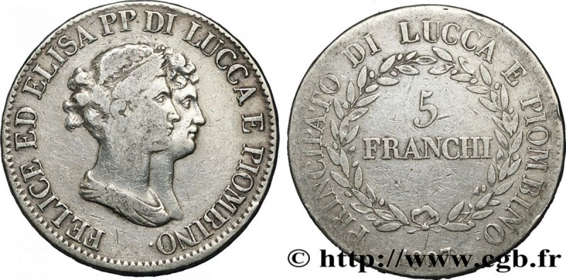 ITALY - LUCCA AND PIOMBINO
Type : 5 Franchi 
Date : 1807 
Mint name / Town : Flo...