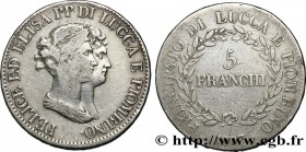 ITALY - LUCCA AND PIOMBINO
Type : 5 Franchi 
Date : 1807 
Mint name / Town : Florence 
Quantity minted : - 
Metal : silver 
Millesimal fineness : 900 ...