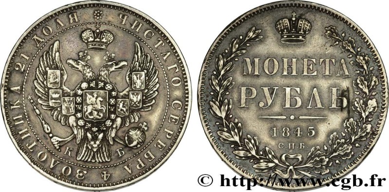 RUSSIA - NICHOLAS I
Type : Rouble  
Date : 1845 
Mint name / Town : Saint-Peters...