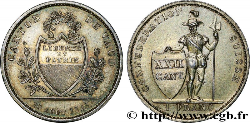 SWITZERLAND - CANTON OF VAUD
Type : 1 Franc avec dorure 
Date : 1845 
Mint name ...