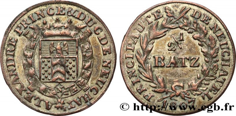 SWITZERLAND - PRINCIPALITY OF NEUCHÂTEL - ALEXANDRE BERTHIER
Type : 1/2 Batz, va...