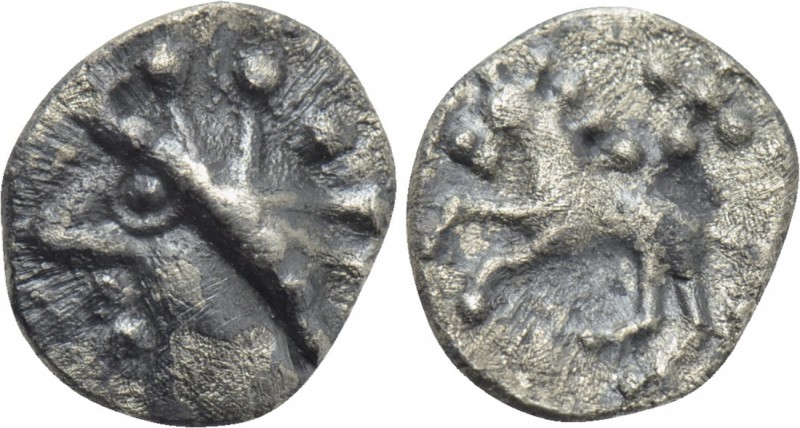 CENTRAL EUROPE. Vindelici. 1/4 Quinarius (1st century BC). "Stachelhaar" type. ...
