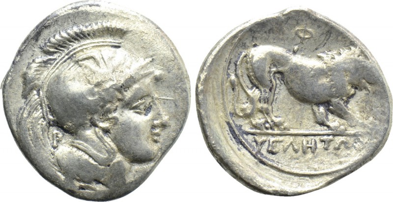 LUCANIA. Velia. Nomos (Circa 340-334 BC). 

Obv: Helmeted head of Athena right...