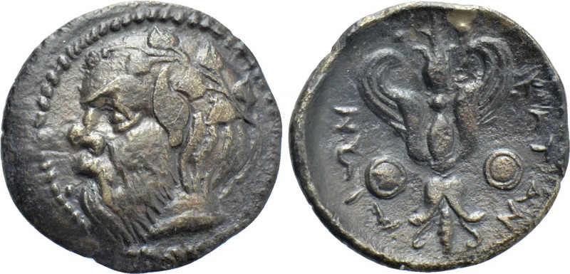 SICILY. Katane. Litra (Circa 461-413 BC). 

Obv: Head of Silen left, wearing i...
