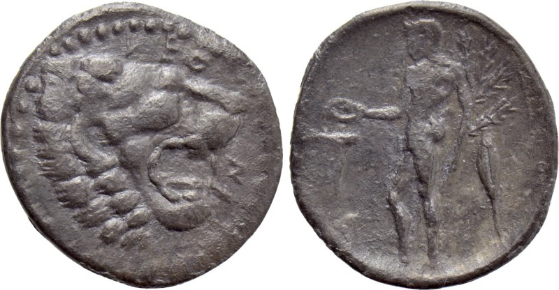 SICILY. Leontinoi. Litra (Circa 450-440 BC). 

Obv: ΛΕΟΝ. 
Lion's head right....