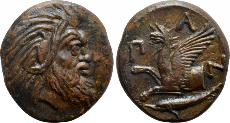 CIMMERIAN BOSPOROS. Pantikapaion. Ae (Circa 340-325 BC). 

Obv: Bearded head o...