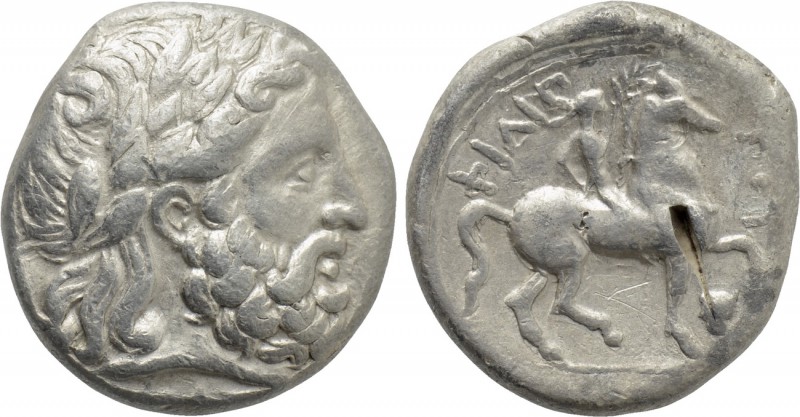 KINGS OF MACEDON. Philip II (359-336 BC). Tetradrachm. 'Amphipolis'. 

Obv: La...