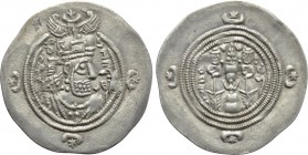 SASANIAN KINGS. Husrav (Khosrau) II (591-628). Drachm. PL (Pērōzgerd or Furāt-Maisān) mint. Dated RY 27 (618).