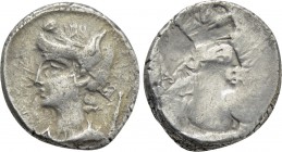 M. PLAETORIUS M.F. CESTIANUS. Denarius (57 BC). Rome. Obverse brockage.
