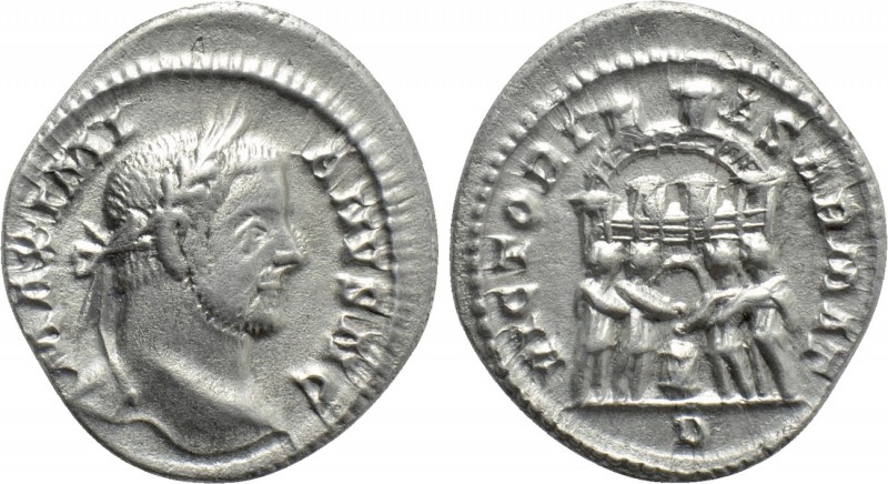 GALERIUS (Caesar, 293-305). Argenteus. Treveri. 

Obv: MAXIMIANVS N C. 
Laure...