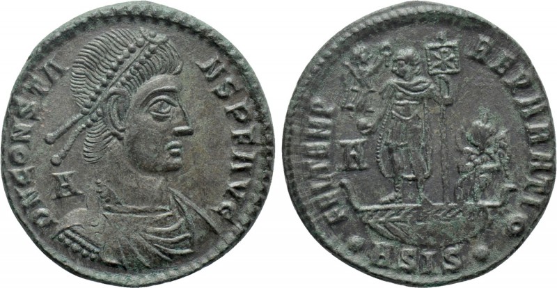 CONSTANS (337-350). Ae. Siscia. 

Obv: D N CONSTANS P F AVG. 
Diademed, drape...