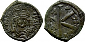MAURICE TIBERIUS (582-602). Half Follis. Nicomedia. Dated RY 7 (589/90).