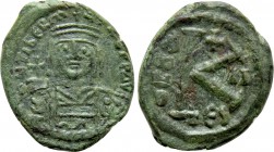 MAURICE TIBERIUS (582-602). Half Follis. Thessalonica. Dated RY 2 (584/5).